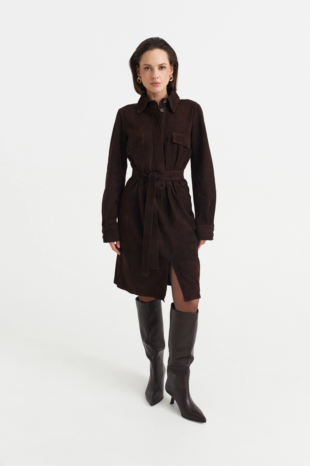 SOFT STRUCTURE – Pure Lamb Suede Dress