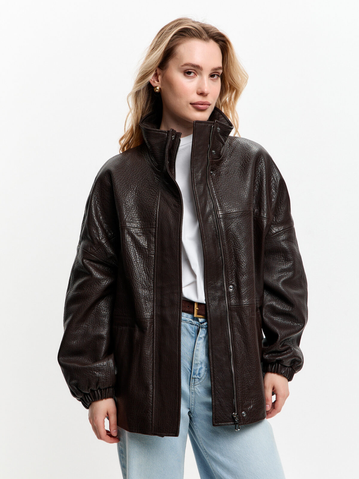 OMEN – Belden Büzgülü Oversize Deri Mont